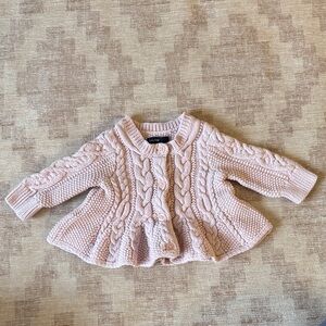 GAP Baby Pink Knit Cardigan with Flare Border size 0-3M